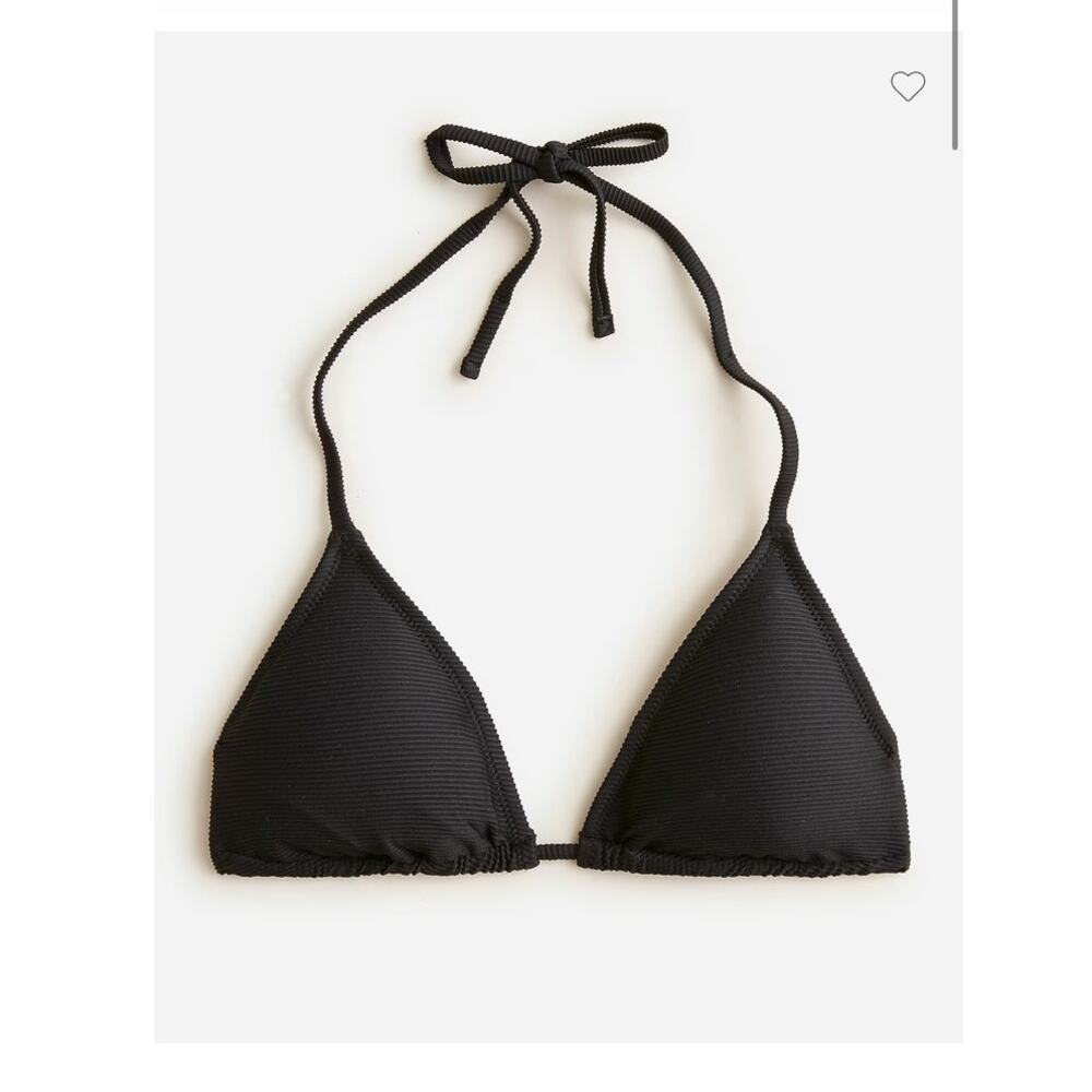 NWT J. Crew Ribbed Scrunchie Classic Triangle Tie Straps Bikini Top 3X Black